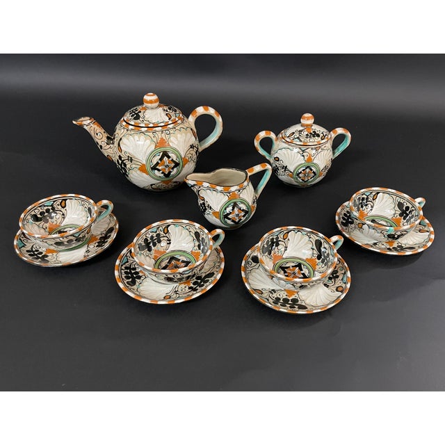 Italian Hand-Painted Ceramic Tea Service, 1930s, Set of 7 For Sale - Image 16 of 16