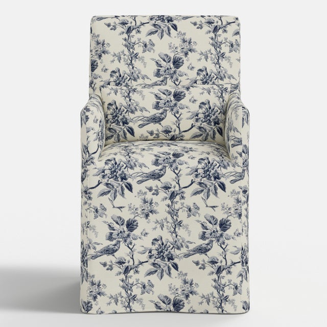Not Yet Made - Made To Order Stoffer Home x Cloth & Company Slipcover for Lindy Dining Armchair in Bird Toile Navy For Sale - Image 5 of 8