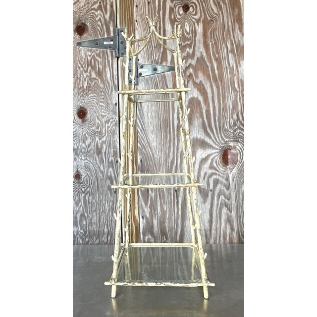 Late 20th Century Vintage Coastal Faux Bois Table Top Etagere For Sale In West Palm - Image 6 of 6