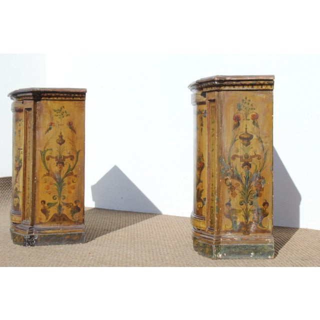 Paint 19th Century Pair of Painted Italian Venetian the Commodes For Sale - Image 7 of 13