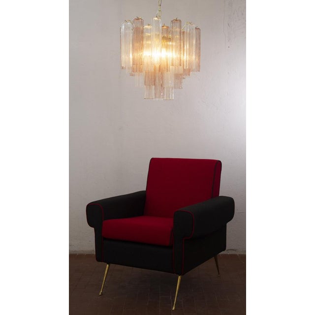 Italian Pink and Clear Glass Suspension Lamp, 1990s For Sale - Image 6 of 12