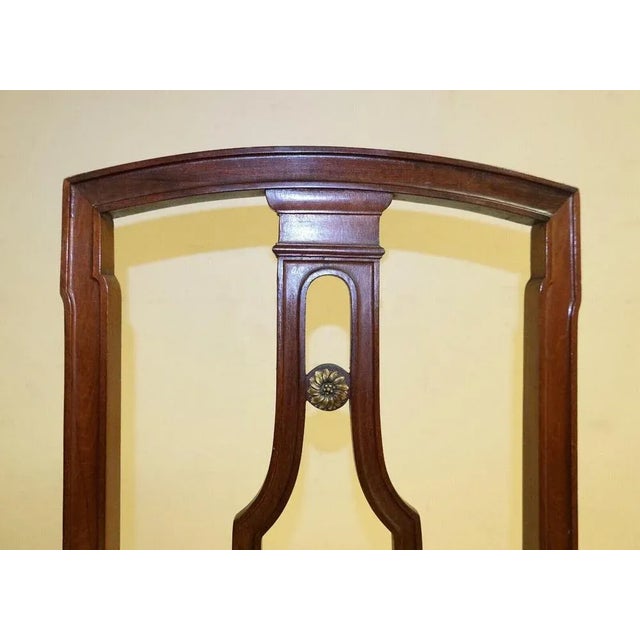 Textile Set of Hardwood Occasional Chairs with Stipe Fabric Seat & Studs For Sale - Image 7 of 13