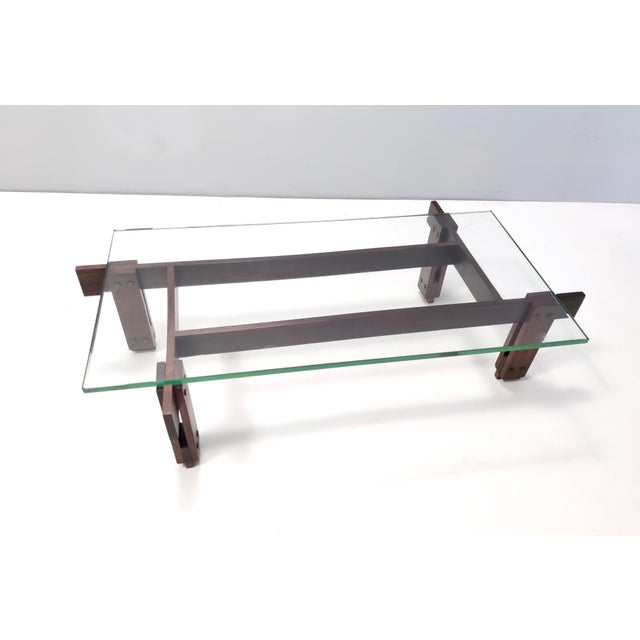 Walnut Coffee Table with Rectangular Glass Top, Italy, 1950s For Sale - Image 15 of 15