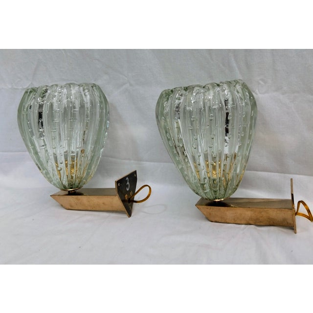 Murano Glass Wall Lights by Ercole Barovier for Barovier & Toso, 1980s, Set of 2 For Sale - Image 3 of 9