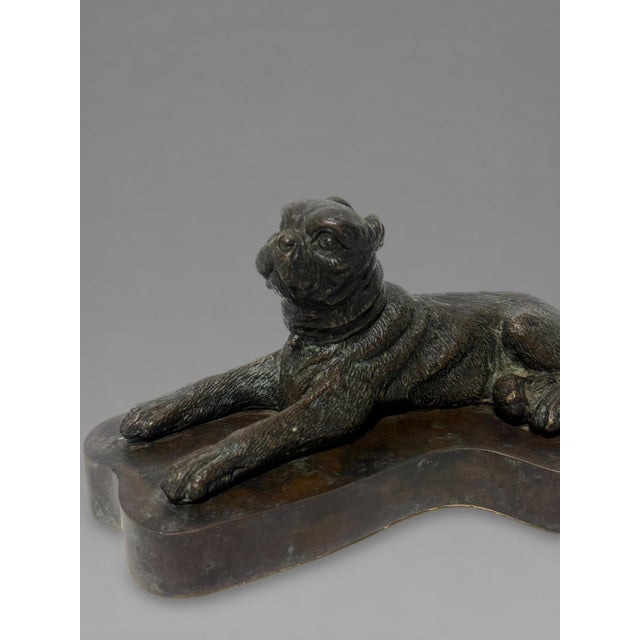 English European Patinated Bronze Recumbent Pug, 19th Century For Sale - Image 3 of 9