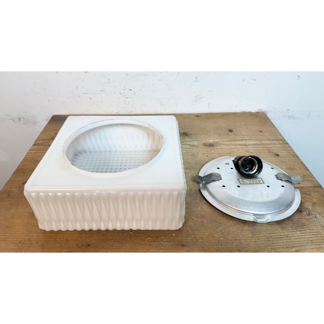 Vintage Milk Glass Wall or Ceiling Light, 1970s For Sale - Image 10 of 14