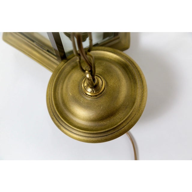 Mid-Century Italian Pagoda-Esque Bronze & Beveled Glass Lantern For Sale - Image 11 of 12