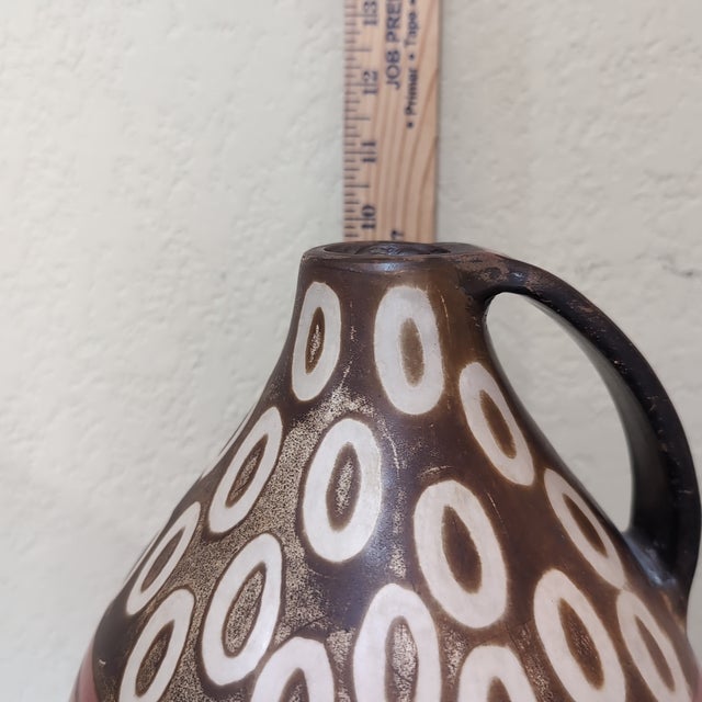 Alex Calle Pottery Jug Vase Signed Brown Geometric Modernist Peru Folk Art For Sale - Image 12 of 12