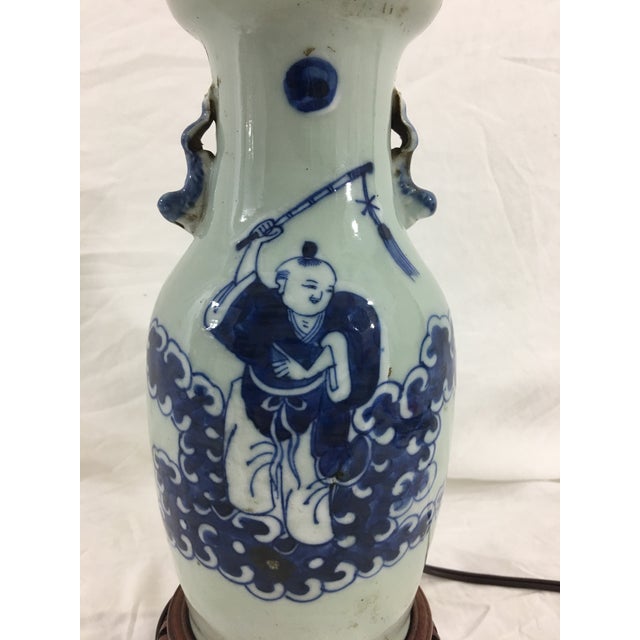 19th Century Chinese Export Vase Lamp With Figure For Sale - Image 6 of 7