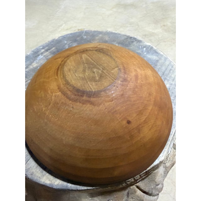 A exceptional piece of authentic Kitchen Americana, this listing features an antique Walnut wood herb chopping bowl...