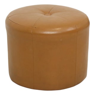 Vintage Round Camel Skai Ottoman, 1960s For Sale