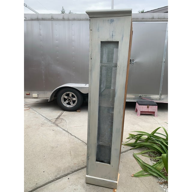 Shabby Chic Antique Primitive Screened Pie Safe Painted Jelly Cupboard For Sale - Image 3 of 17