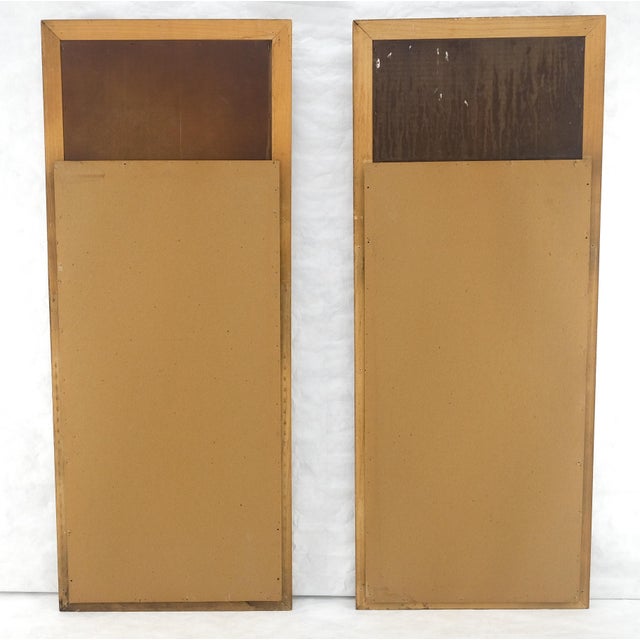 Pair of c1970s Mid Century Faux Bamboo Crome & Burl Rectangle Wall Mirrors MINT For Sale - Image 6 of 16