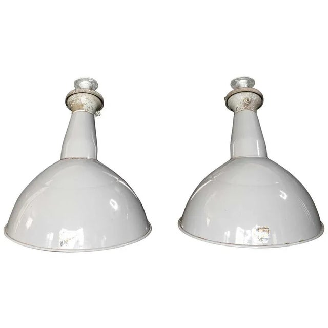 1950s Large Parabolic Enamel Pendants by Benjamin Crysteel, 1950s, Set of 2 For Sale - Image 5 of 5