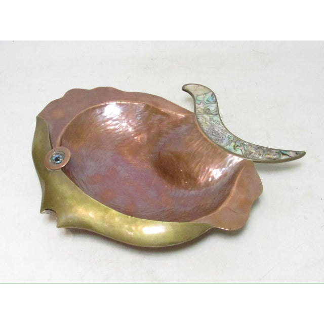1960s Los Castillo Style Mexican Copper Fish Dish For Sale - Image 9 of 15