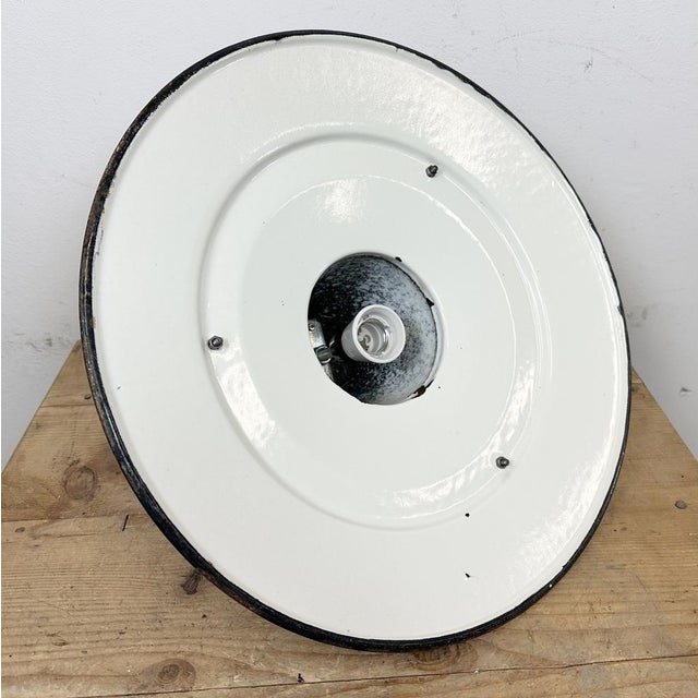 Industrial White Enamel Factory Pendant Lamp, 1960s For Sale - Image 16 of 18