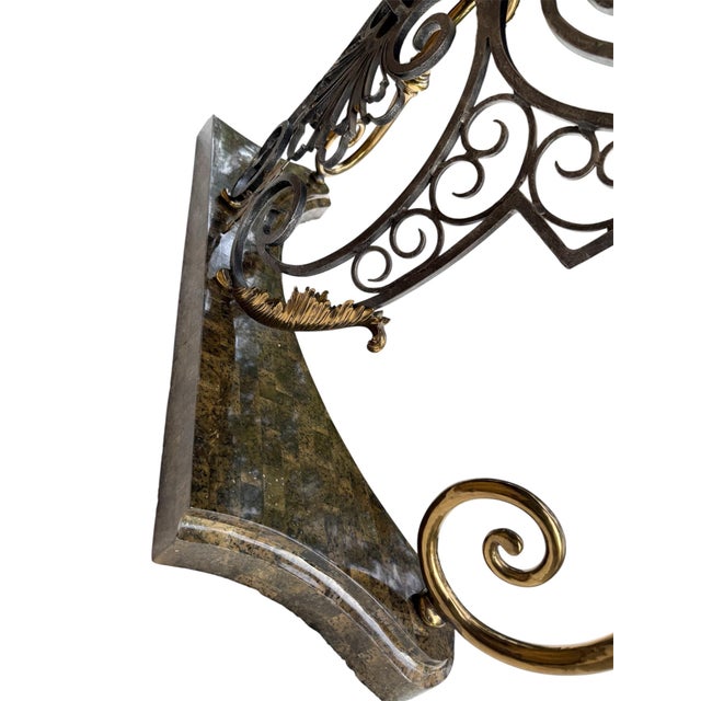 Vintage Henredon Tessellated Stone Console With Sculptural Gold-Tone Scrollwork For Sale - Image 13 of 18
