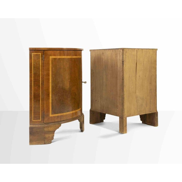 Mid-Century Walnut Corner Cupboards with Boxwood Inlay For Sale - Image 9 of 10