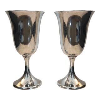 1950s Sterling Silver Goblets With Gilded Interior - A Pair For Sale