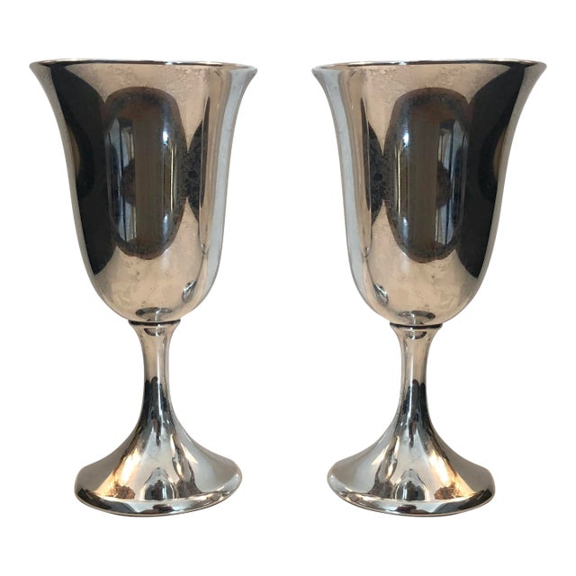 1950s Sterling Silver Goblets With Gilded Interior - A Pair For Sale