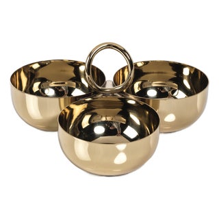 Aperitifs Cocktail Condiment Bowl Set- Polished Gold For Sale