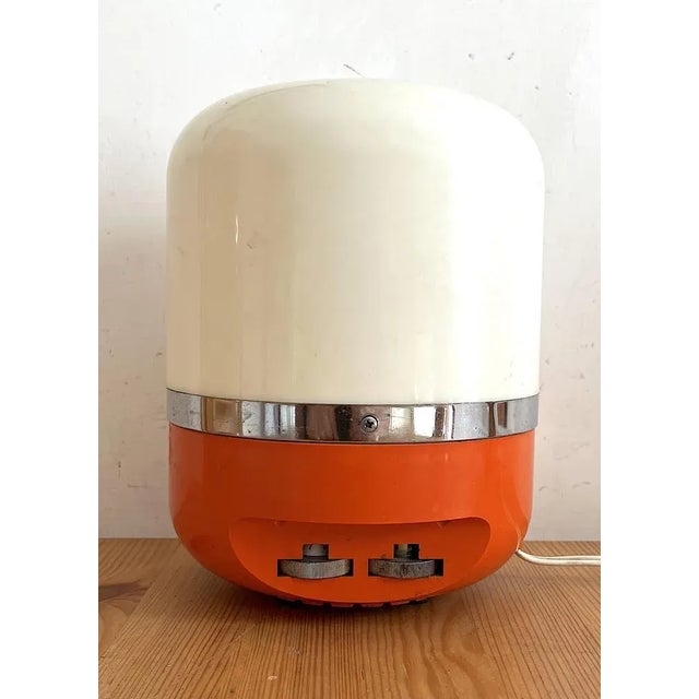 Europhon italia radio lamp, orange color, adriano rampoldi 70s design in space age style and in good condition, two...
