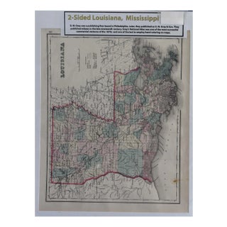 Antique o.w. Gray's 1870s Louisiana & Mississippi (Two-Sided Map, 16" X 19") For Sale