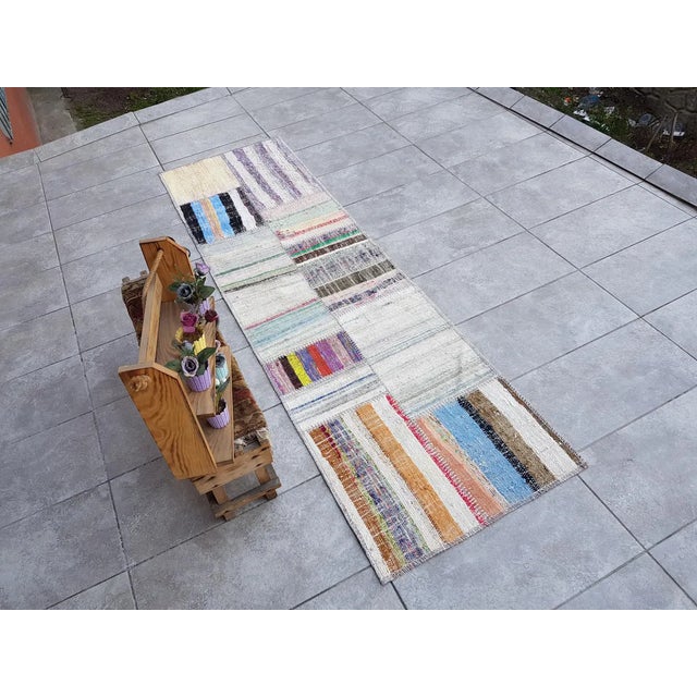 Textile Mid 20th Century Turkish Stripe Kilim Runner Rug For Sale - Image 7 of 10