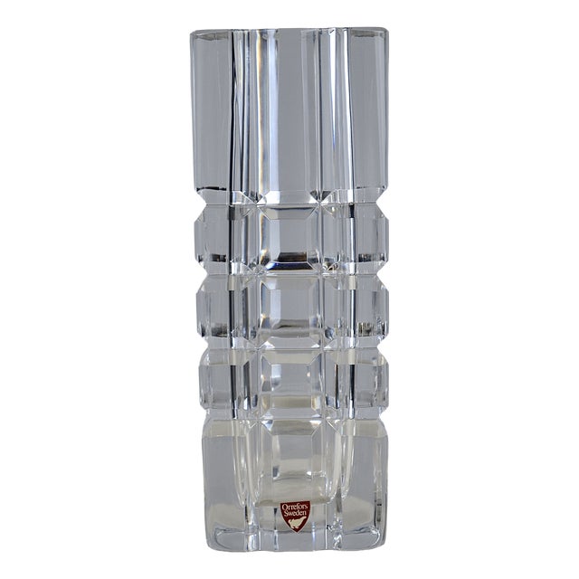 Mid-Century Modern Crystal Faceted Vase by Sven Palmqvist for Orrefors, Sweden, 1950s For Sale