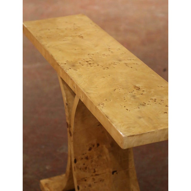 Mid-Century French Art Deco Style Burl Elm Console Table For Sale - Image 9 of 9