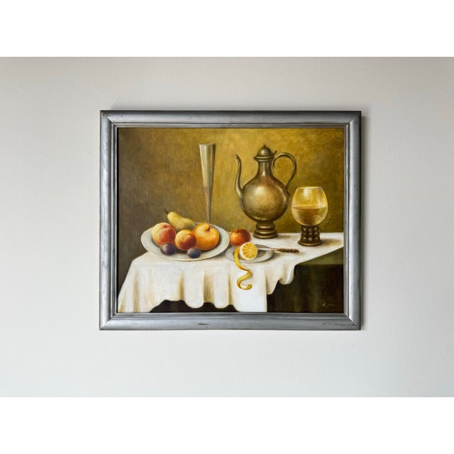 Mid-Century Modern Vintage Still Life Oil on Canvas Painting by Irena Kozlowska For Sale - Image 3 of 12