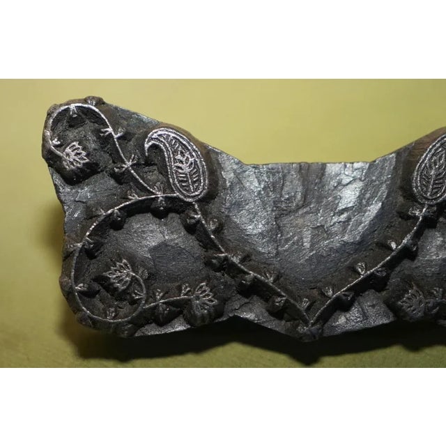 Gray Antique Hand Carved Butterfly Boarder Printing Block for Wallpaper For Sale - Image 8 of 10