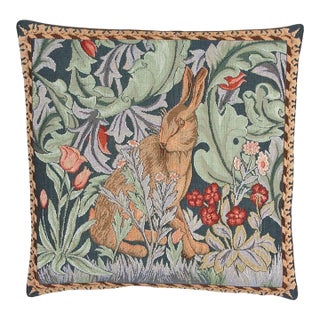 Morris Hare Left Tapestry Cushion With Feather Filler - 46x46cm (18"x18") For Sale