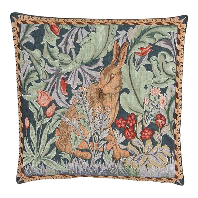 Morris Hare Left Tapestry Cushion With Feather Filler - 46x46cm (18"x18") For Sale