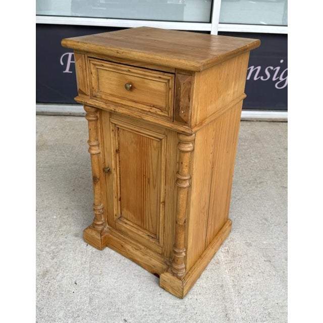 Early 1900s Solid Pine Nightstand For Sale - Image 4 of 12