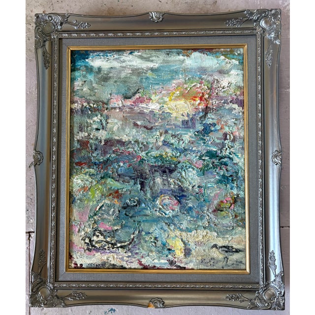 "A Bird in Troubled Waters", Abstract Art, Original Oil Painting, by Van Ness For Sale - Image 4 of 6