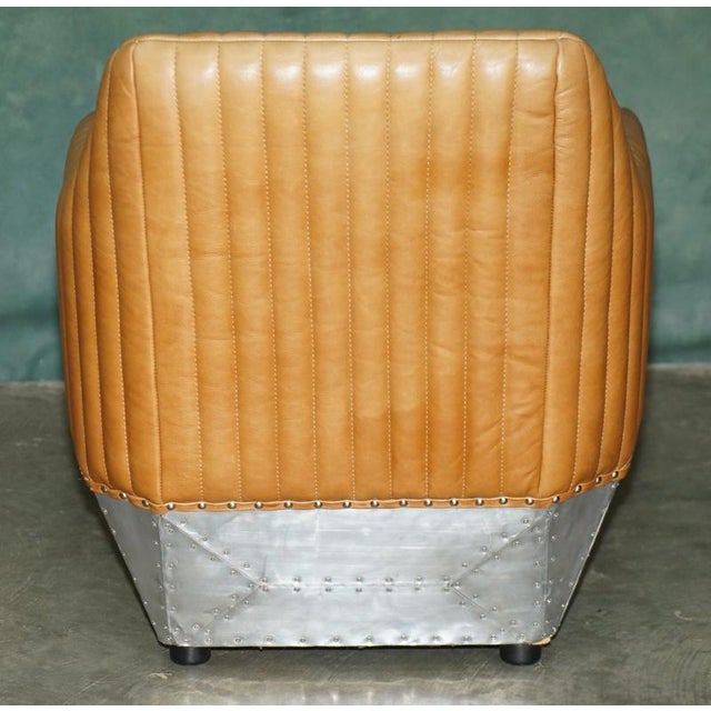 Aviator Lounge Chair in Tan Brown Leather For Sale - Image 12 of 16