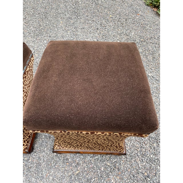 Exotic Pair of Animal Print Upholstered Ottomans For Sale In New York - Image 6 of 13