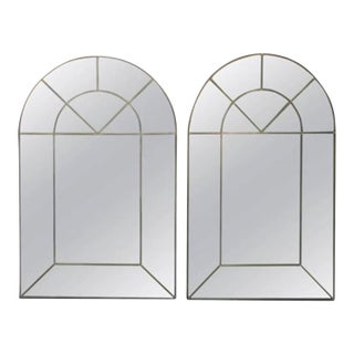 1970s Carol Canner for Carvers Guild Modernist Colonial Arch Mirrors - A Pair For Sale