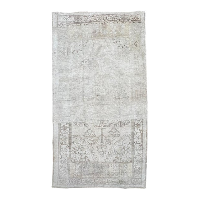 Vintage Turkish Hand Knotted Wool Rug 4’1” X 7’3” For Sale