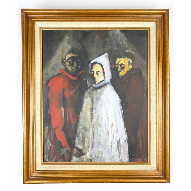 Black Vintage Framed Figure Painting For Sale - Image 8 of 8
