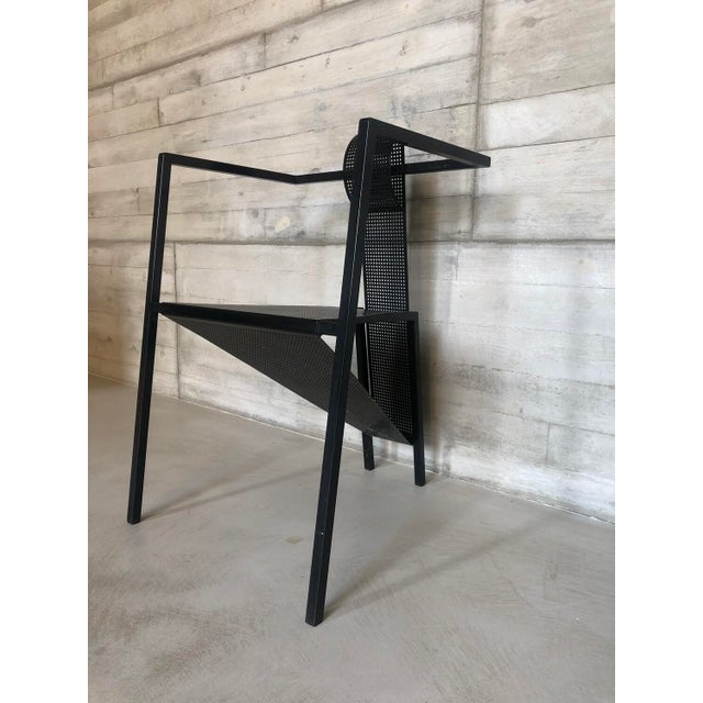 Metal Vintage Sculptural Occasional Chair in Black Steel and Perforated Metal, 1980s For Sale - Image 7 of 12