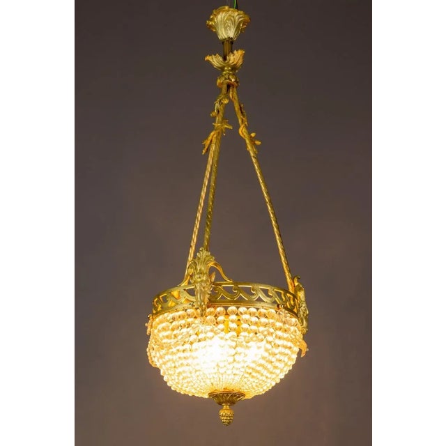 French Neoclassical Style Bronze and Crystal Glass Chandelier, 1920s For Sale - Image 14 of 18