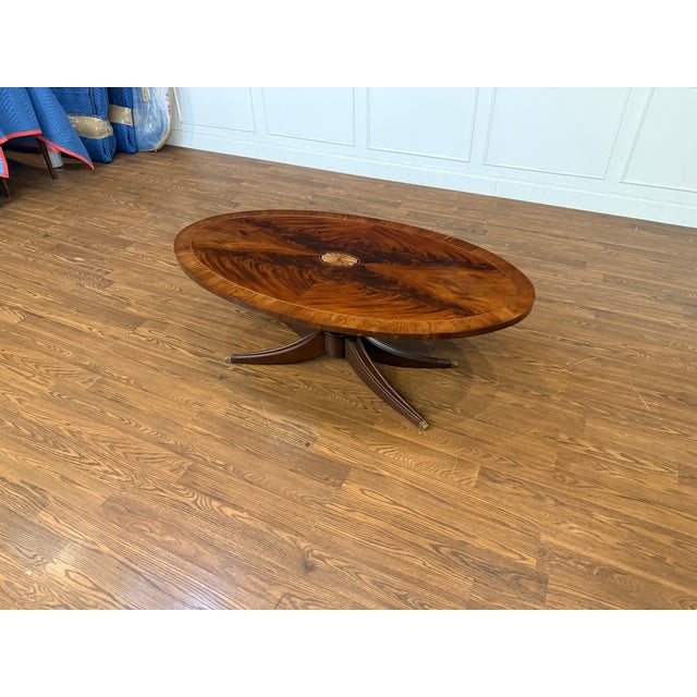 Georgian Oval Mahogany Cocktail Table by Leighton Hall - Showroom Sample For Sale - Image 15 of 17