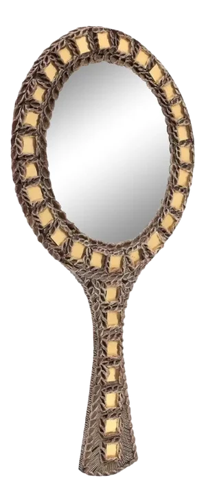 A French Talosel Hand Mirror with Glass Inlay by Line Vautrin
