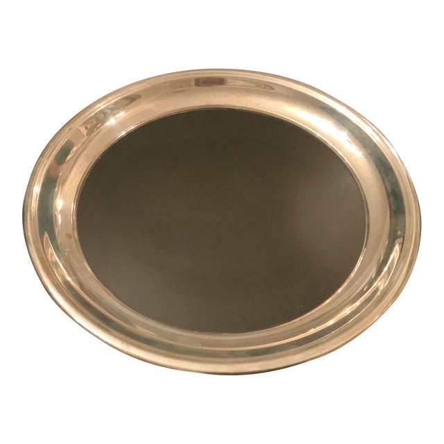 1960s F. B. Rogers Silver Plate and Black Bakelite Barware Tray For Sale