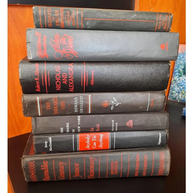 Black Red Book Stack Hardback Books Library Set For Sale - Image 4 of 6