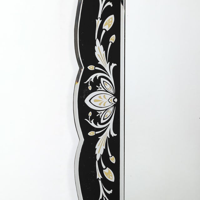 Hollywood Regency Hollywood Shadow Box Mirror in Reverse Etched & Beveled Eglomise Detailing For Sale - Image 3 of 17