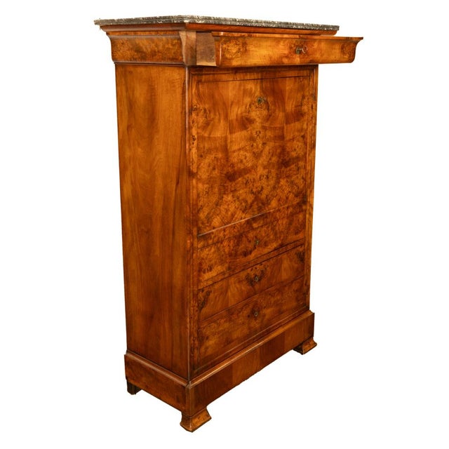 Mid 19th Century Antique French Louis Philippe Burr Walnut Secrétaire À Abattant Desk Chest 1840 For Sale - Image 5 of 18
