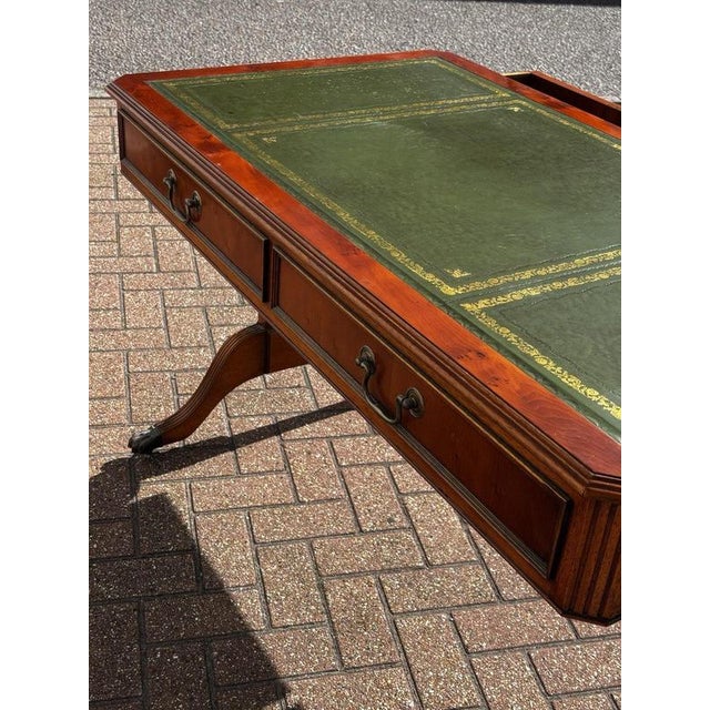Green Regency Style Desk with Green Leather Top For Sale - Image 8 of 10